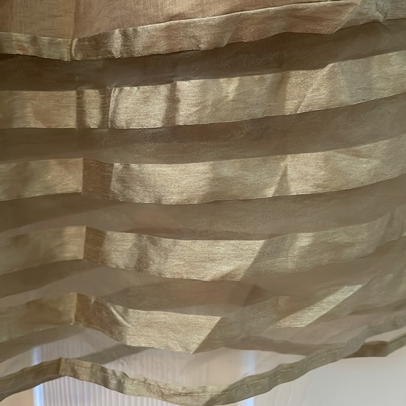 Jasmine - Gold Pleated Skirt with Striped Sheer Panel at Hem - Size Small - Picture 6 of 9